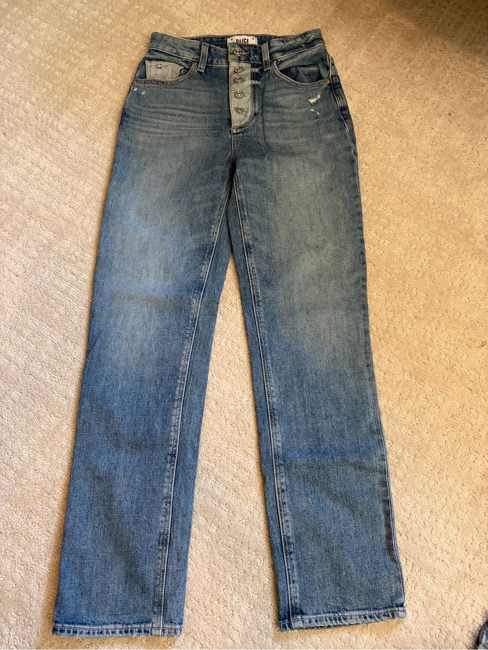 PAIGE Medium Wash Straight Leg Jeans